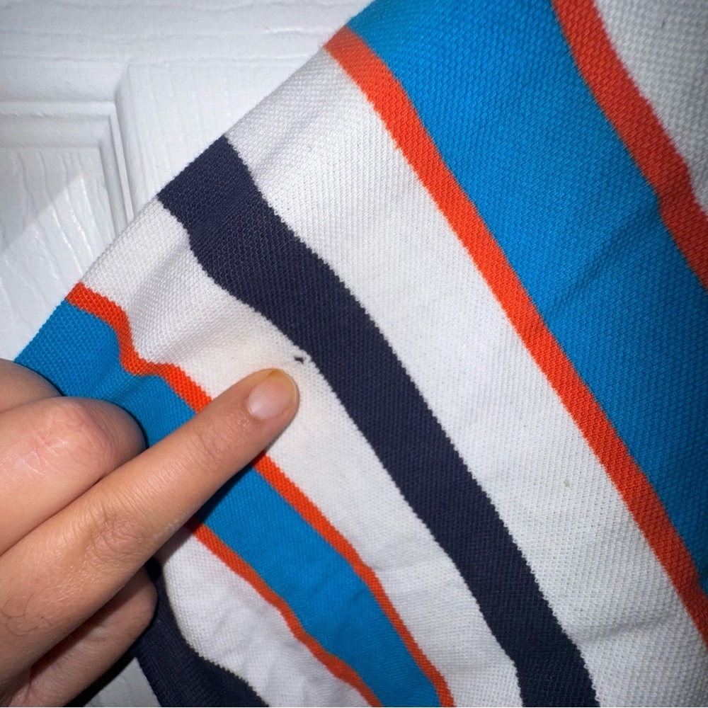 U.S. Polo Assn. Boy's XL 18/20 NWT Striped Polo Shirt Orange Blue White Logo - Picture 4 of 9
